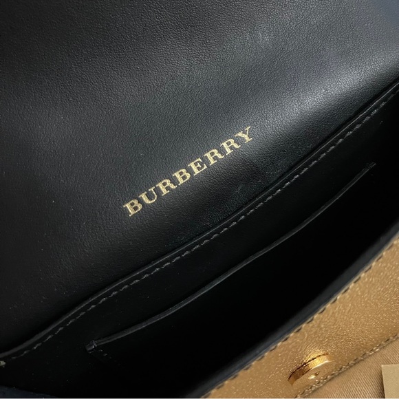 BURBERRY- Metallic Soft Grain Calfskin Mini Phone Buckle Bag Gold - Pre- Owned - Picture 6 of 11